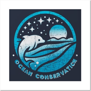Ocean Conservation "Vintage Logo" Posters and Art
